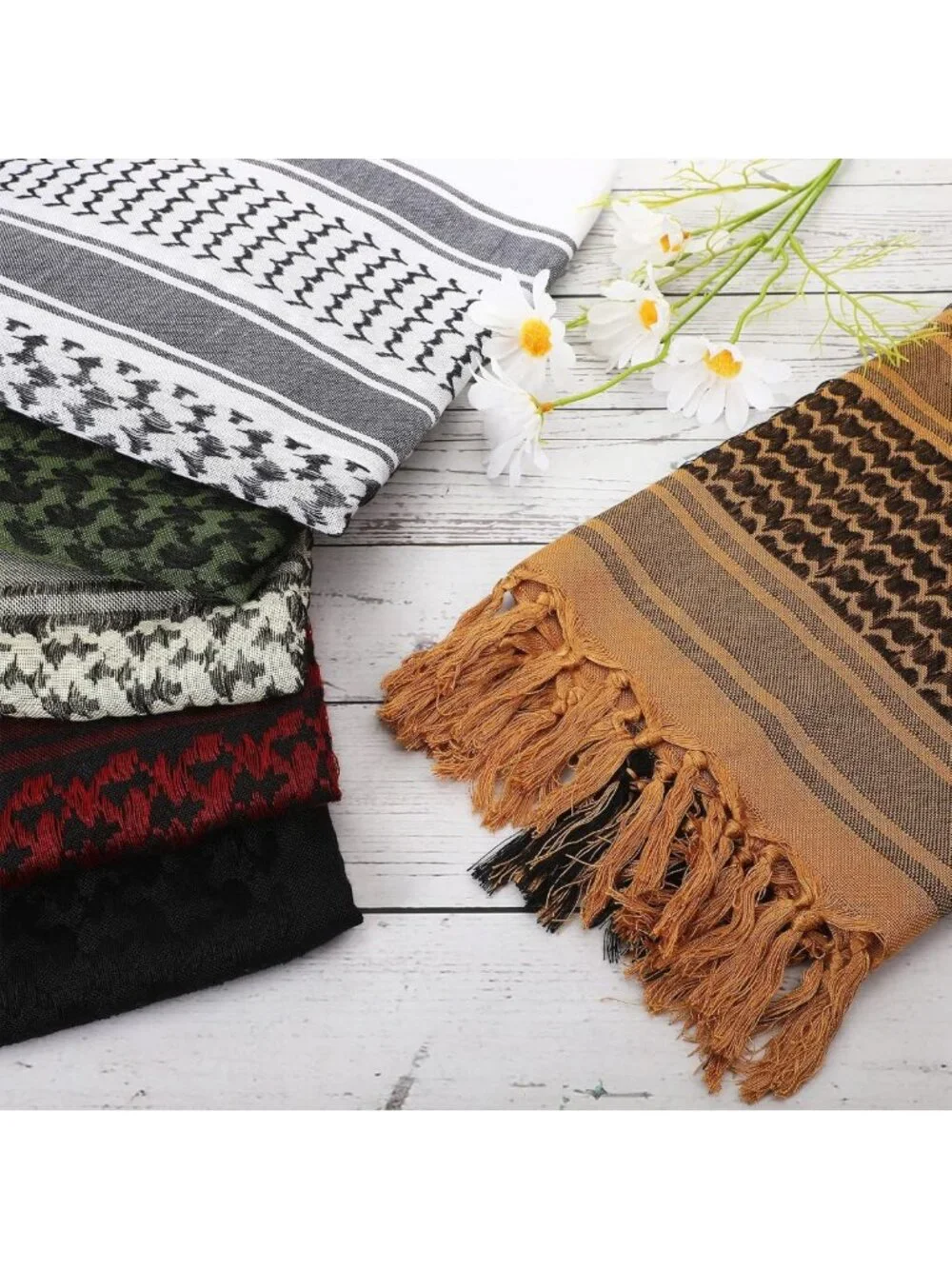 6 Pcs Tactical Desert Scarf Set | 100% Cotton Shemagh Neck & Head Wraps, 43
